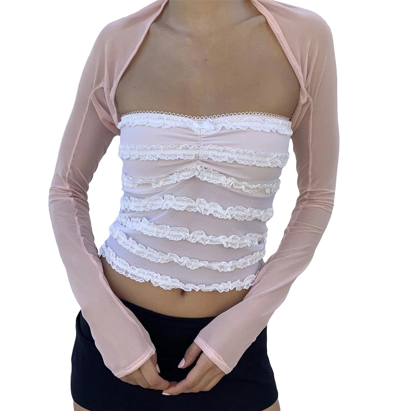 

2023 New Summer Women Fashion Tube Tops Solid Color Frills Strapless Boat-Neck Wrap Chest Tank Tops Holiday Casual Bandeau Tops