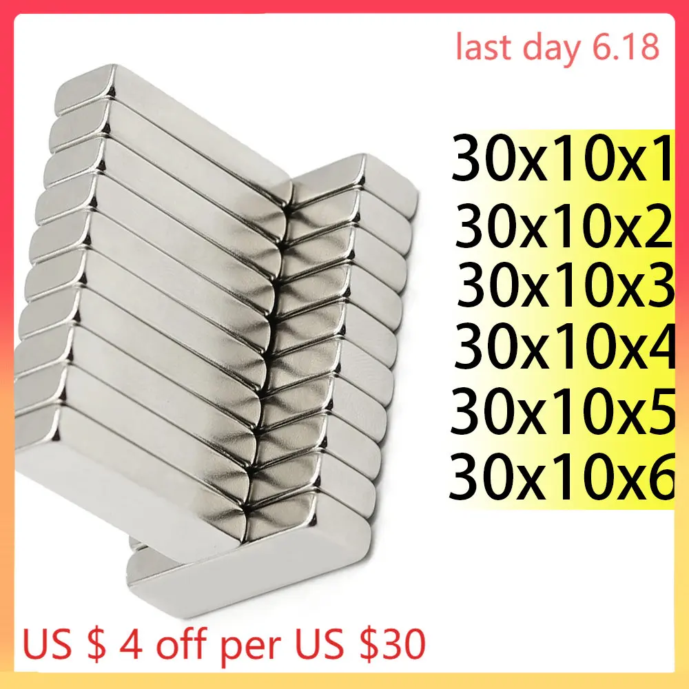 30x10x1 30x10x2  30x10x3 30x10x4 30x10x5 30x10x6 Rectangle Neodymium Block  Strong Magnets Rare Earth Magnets  for Fridge Search