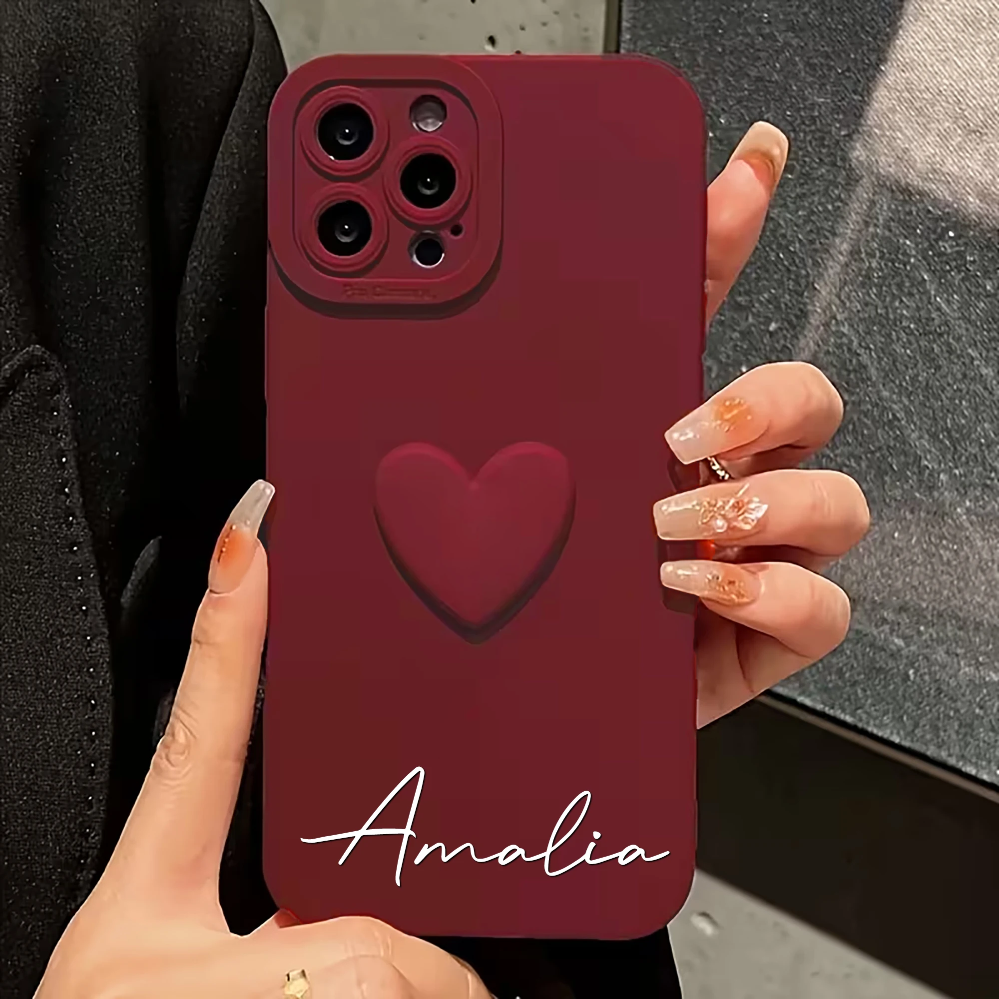 Personalized 3D Stereo Red Heart Customize Name Letters Hot Stamping thumbnail 2