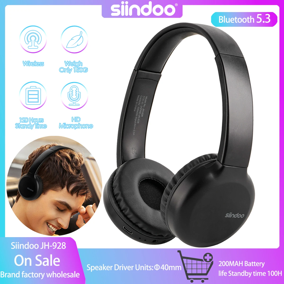 Wireless Bluetooth Module Upgrade Detachable Black Headphones | UK - View #9