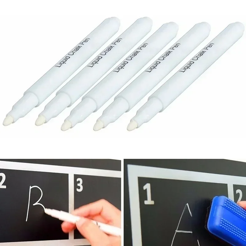 5/10Pcs White Liquid Chalk Blackboard Dust-free Erasable Chalk Glass Erasable Chalk Children Writing Tool Teacher Teaching Tools