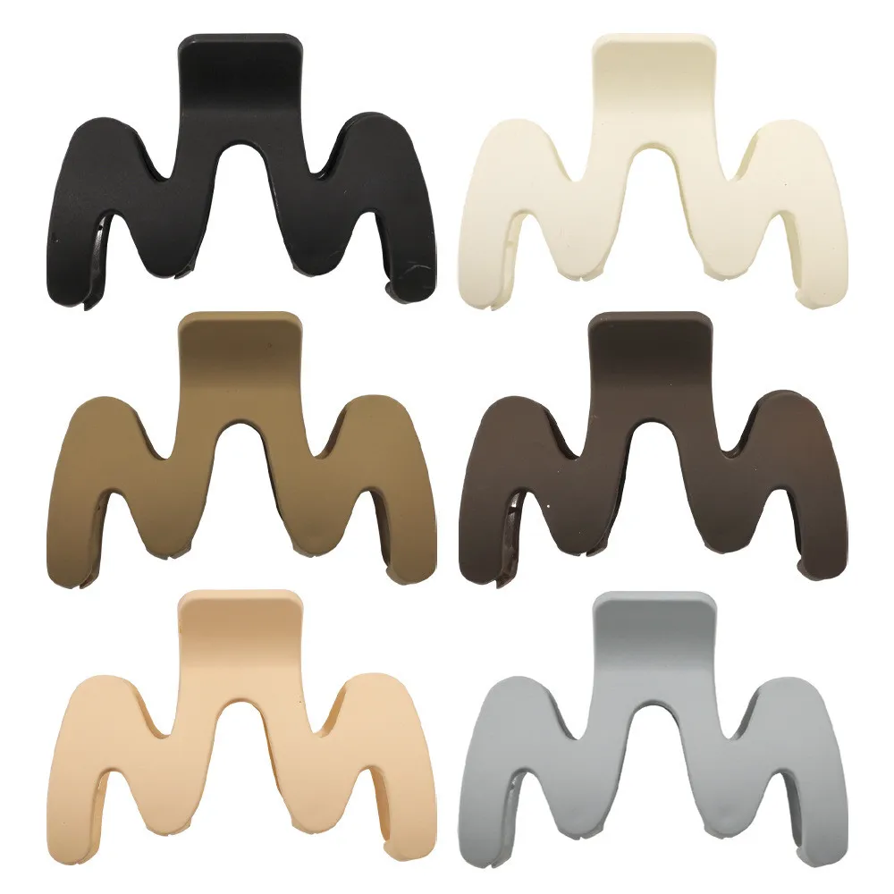 Fashion Frosted Geometry Letter Shapes Acrylic Solid Color Hairpin Bath Pan Hair Claw For Women Girl Hair Accessories Headdress