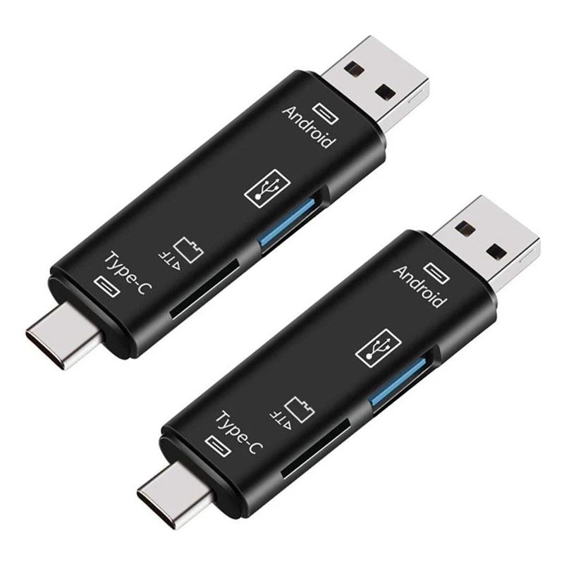

Hot 2X 5-In-1 OTG Card Reader Micro-SD / SD Card / USB Reader Support TF Android Type-C Phone / Computer / Type-C Universal