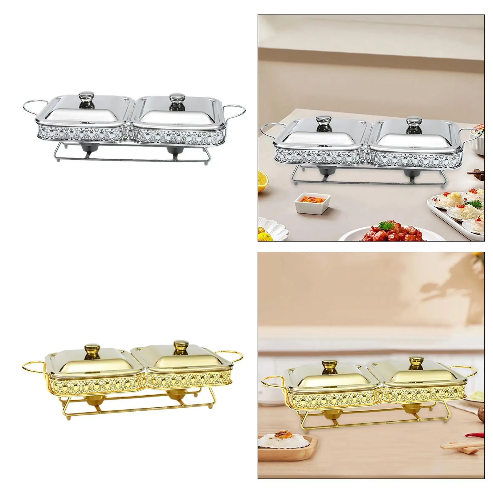 Chafing Dish Rectangular Kitchenware Multi-scenario Easy to Clean Glass Fuel Holders for Event Hotel Restaurant Dinners Camping
