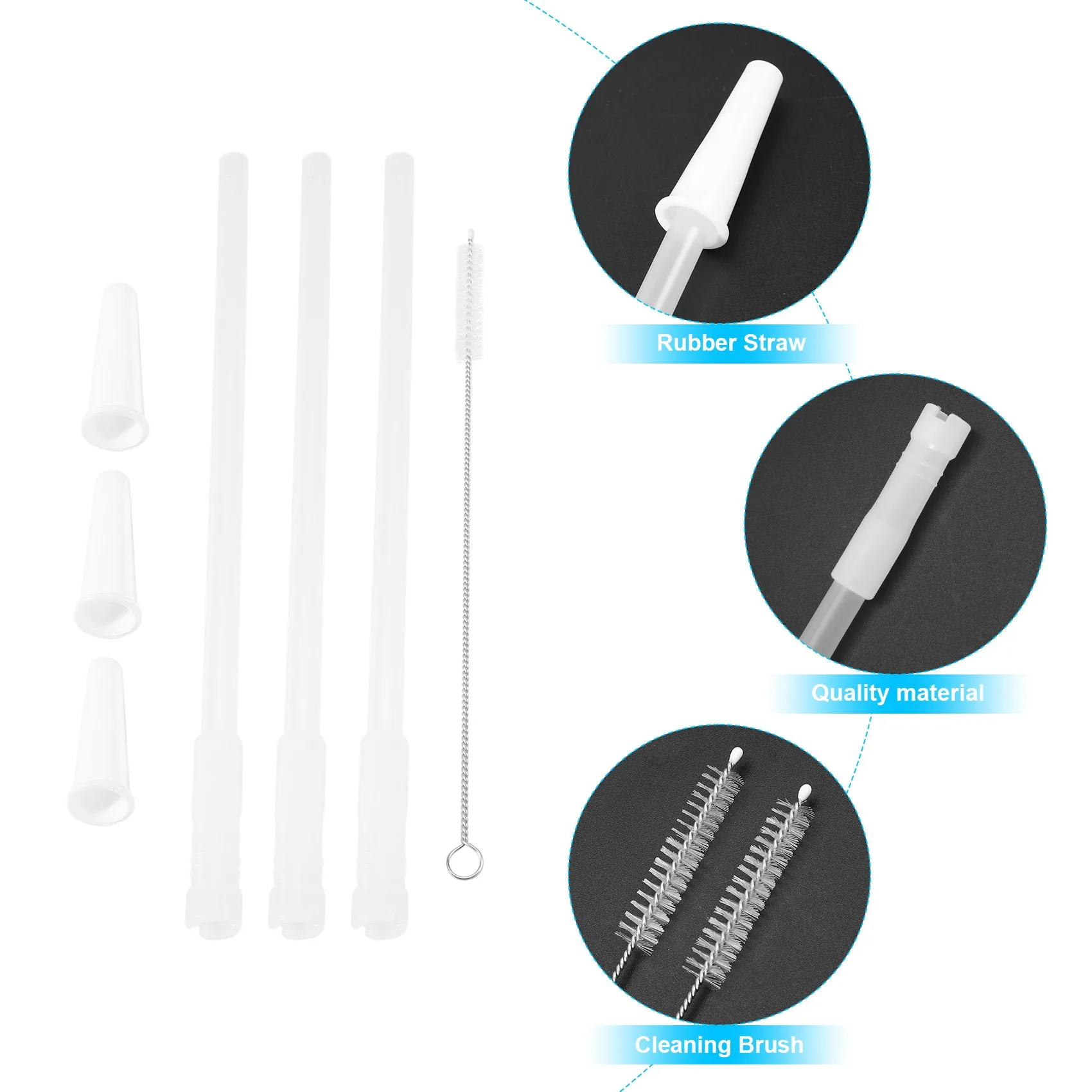 Straws Compatible Gallon Water Bottle , Reusable Adjustable Straws for 1000Ml/2000Ml Jug, 3 Straws Set