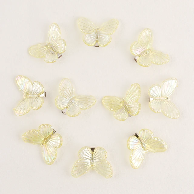 10PCS Fashion Butterfly Hair Clips for Women Girls Wedding Photography Head Clips Hairpin Hairgrips Decoration Hair Accessories Acrylic light yellow