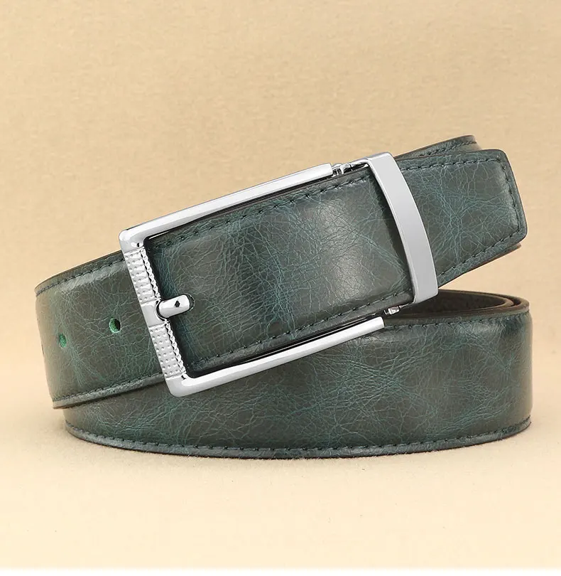 Designer Pin Buckle Gray Genuine Leather Men Belt Famous Brand Fashion Light Luxury Strap Casual Young Cowboy Ceinture Homme