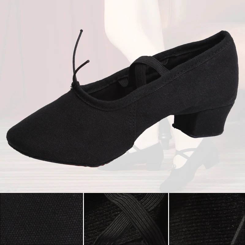 Women's indoor dance shoes with soft soles Teachers's Shoes Ballet Shoes With Heels Adult Black Oversized dance shoes Teacher T 4