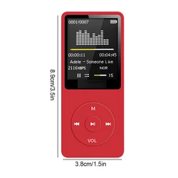 Compact Digital Media Player with USB Charging and Display (Red)