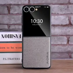 Elegant Leather Phone Cover - Galaxy Z Flip 5 (Light Grey)