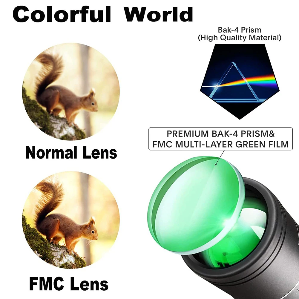 Optics Bak4 Telescópio Visão Noturna Monocular Portátil de Alta Potência Telescópio para Caça ao ar Livre Observação Aves Golfe 40x60 hd Telescópio e binóculos 18 High Quality Ferramenta
