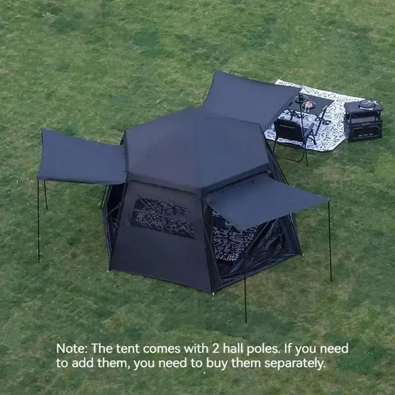 

Automatic Dome Tent Black Camping One-touch Tent Portable Family Shelter Hexagonal Sun Protection Rainproof Beach Tent For Camp