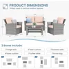 4 Pieces Outdoor Patio Furniture Set,Wicker Sectional Sofa Outdoor Patio Set Rattan Patios Furniture, Patios Conversation 6