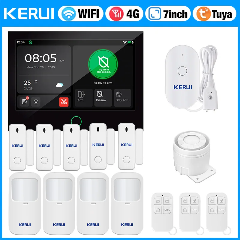 Wireless Burglar Alarm 7 inch Large Touch Screen Panel 4G WIFI Home Alarm System