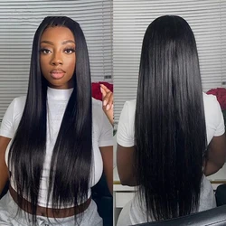 30 34 Inch Bone Straight Lace Frontal Wigs Pre Plucked Transparent 13x6 Brazilian Lace Frontal Human Wigs Straight Pre Plucked
