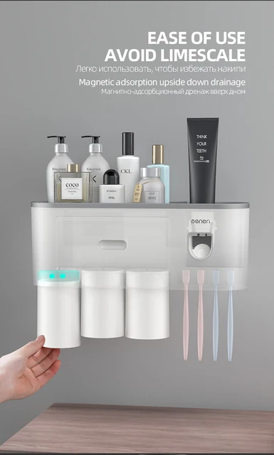 Idealsmart Bathroom Storage Rack w/ Toothbrush Holder Magnetic Cup Aut – I  Deal Smart