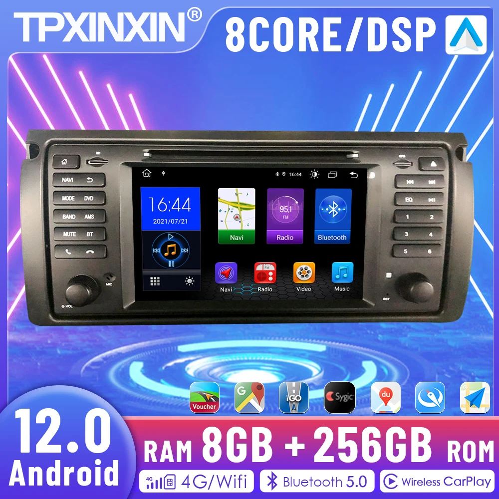 2 Din 7 Pollici Autoradio Lettore Video Multimediale Per Bmw E53 Gps Navi Stereo 4G Rds Dsp Carplay Android 12.08Gb + 128Gb