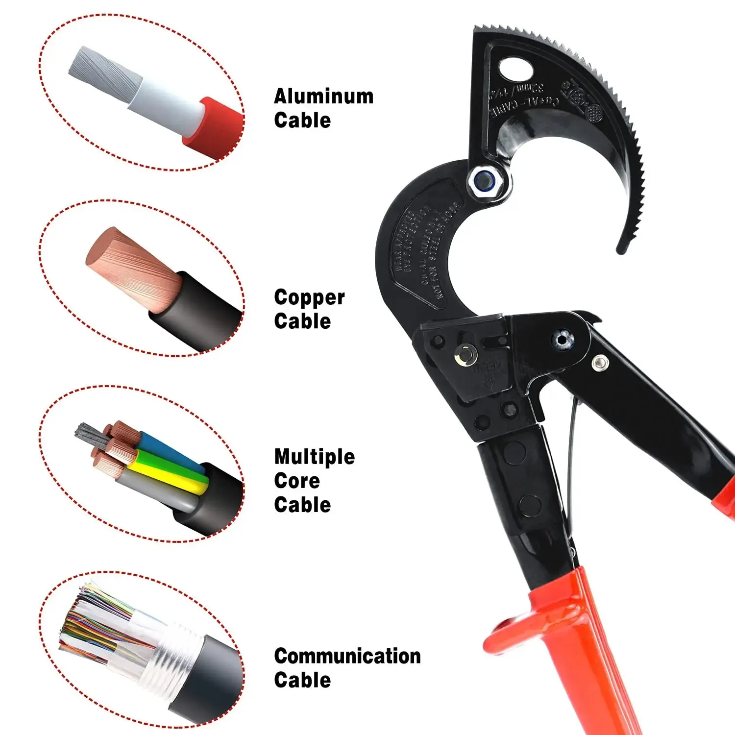 Wire Cutter 1pc Ratcheting Heavy Duty Electricians Cutting Aluminum Copper Soft Wire up to 600MCM HS-325A