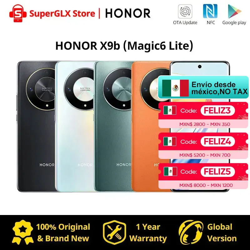 Global Version HONOR Magic6 Lite 5G X9b X50 6.78" Anti-Drop 120Hz Display 108MP Triple Cameras 2-Days Battery Android13 Dual SIM