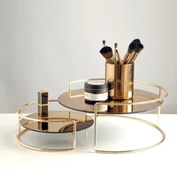 European-style Double-layer Stainless Steel Cosmetic Storage Box Home Desktop Dressing Table Perfume Rack Bathroom Makeup Rack 1