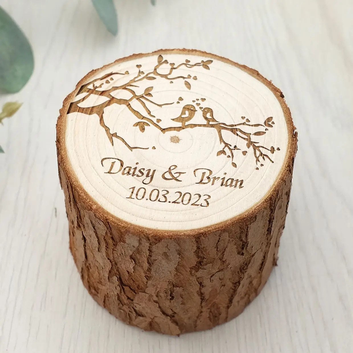 Personalized Rustic Ring Box Proposal Customized Wood Rings Holder Alternative Wedding Ceremony Bridal Shower Gift For Bride