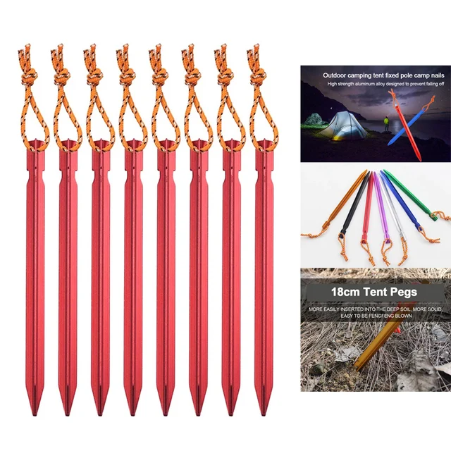 18cm Aluminum Tent Stakes with Reflective Rope 1