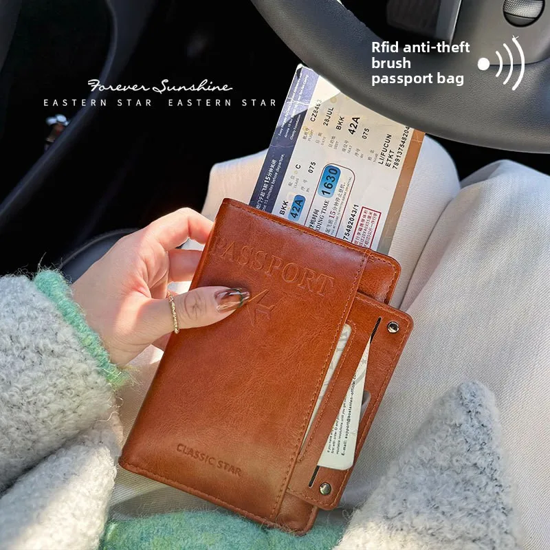 Premium RFID Blocking Leather Passport Holder and Travel Wallet