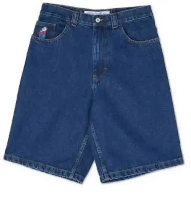 Y2K embroidered shorts for women retro hip hop cartoon streetwear blue denim fitness shorts men basketball denim shorts