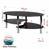 Table basse en verre avec rangement - transparent blanc / noir / transparent noir 6