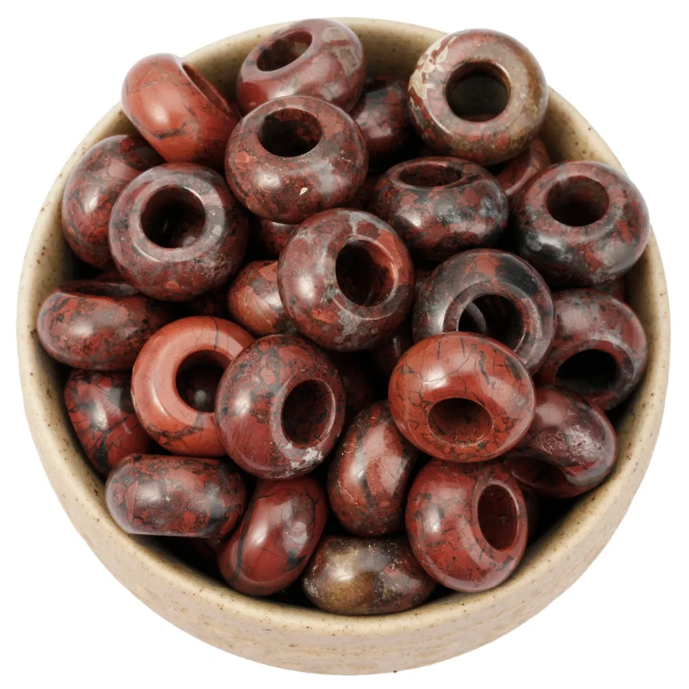 TUMBEELLUWA 1Lot (20Pc) Big Hole Stone Rondelle Loose Spacer Beads For DIY Bracelet Necklace Jewelry Making