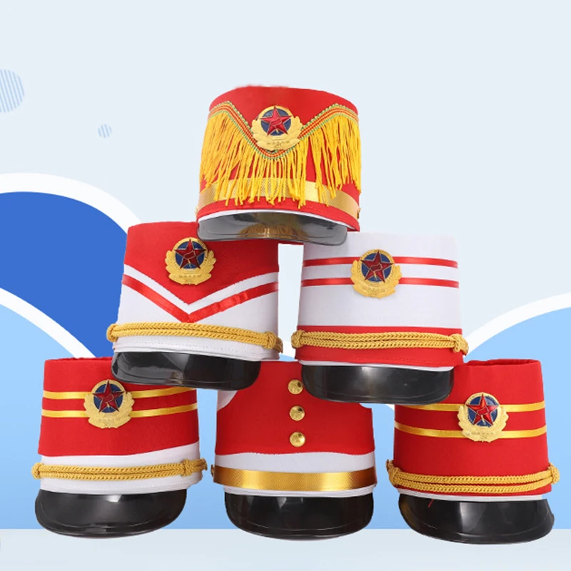 Drum Major Hat Marching Band Hat Men Luxury Soldier Children Stylish Drum Band Stage Performance Cosplay Cap