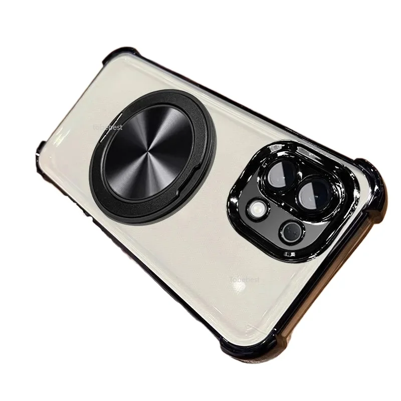 Clear Shockproof 360° Rotating Magnetic Phone Case with Plating Finish