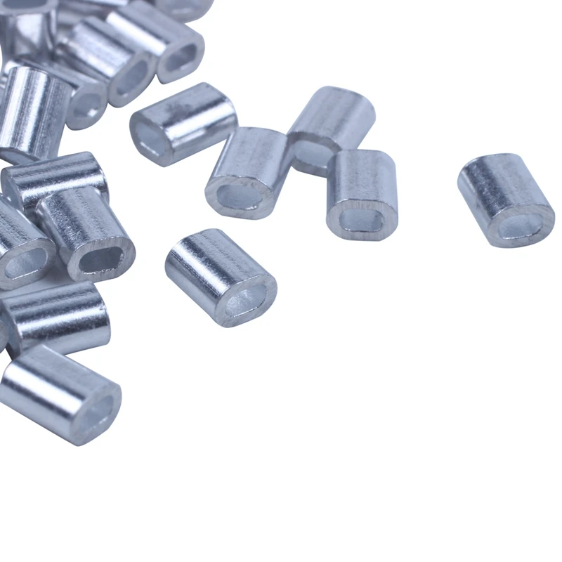 200 Pcs 1Mm 스틸 와이어 로프 알루미늄 페룰 슬리브 실버 톤