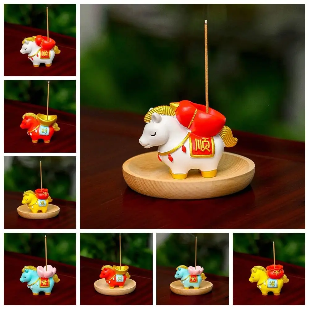 Creative Zodiac Pony Incense Burner Resin Horse Year Incense Stick Holder Pony Shape New Year Ornamental Cense Holder