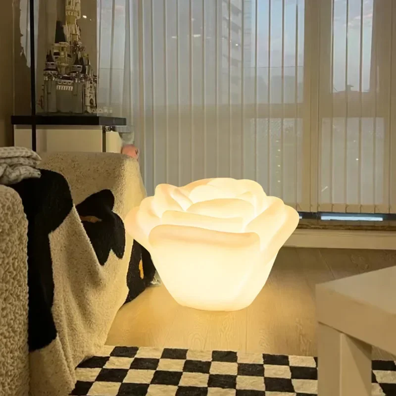 Nordic Petal Floor Light Cream Wind Night Light for Bedroom Living Room Decorative Lamp Luxury Vertical Lamp for Homes