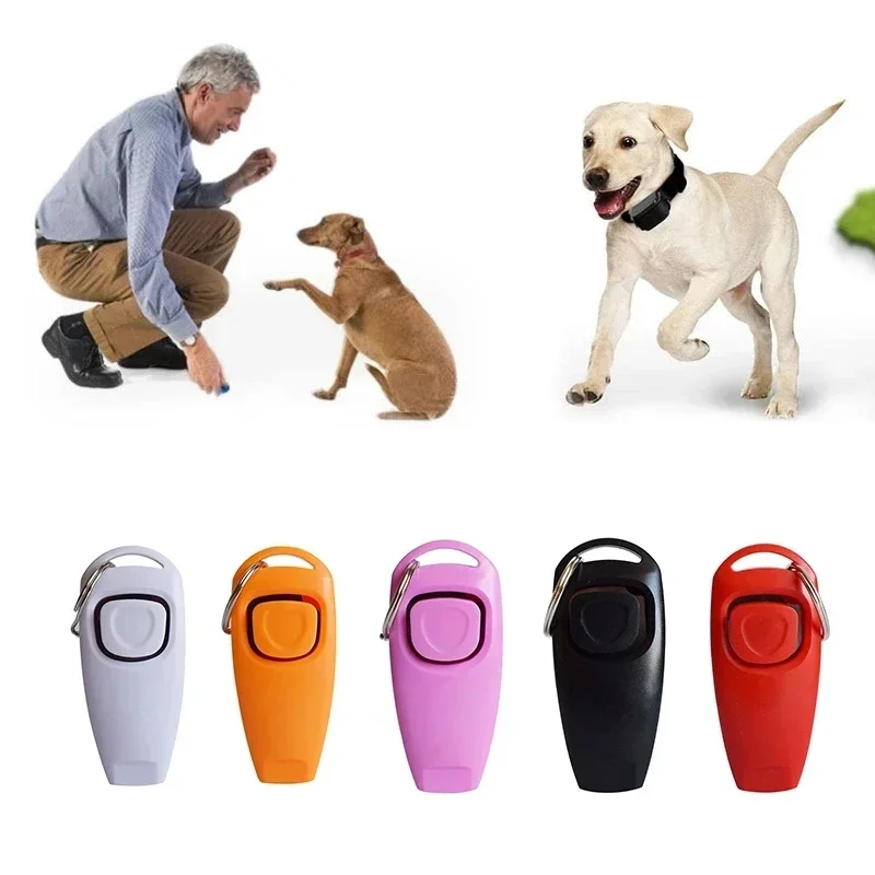 2 in 1 Pet Cat Dog Training Clicker and Whistle Adjustable Wristband Pet Trainer Assistive Guide with Key Ring Dog Supplies dog whistle dog trainer dog clicker
