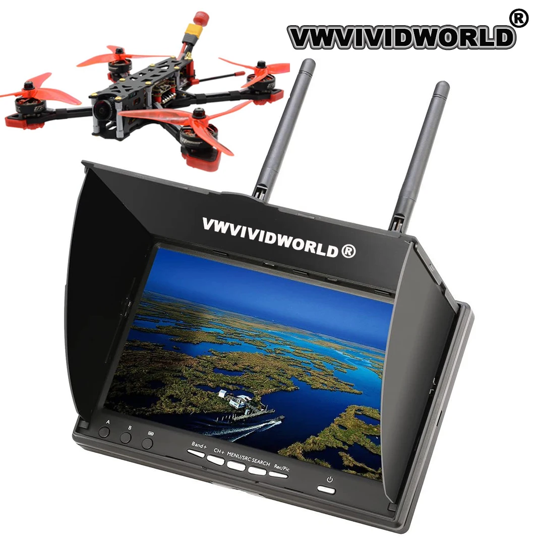FPV accessories LCD5802D LCD5802S 5.8G 40CH 7 Inch raceband FPV monitor with DVR build-in battery video screen for FPV multicopte