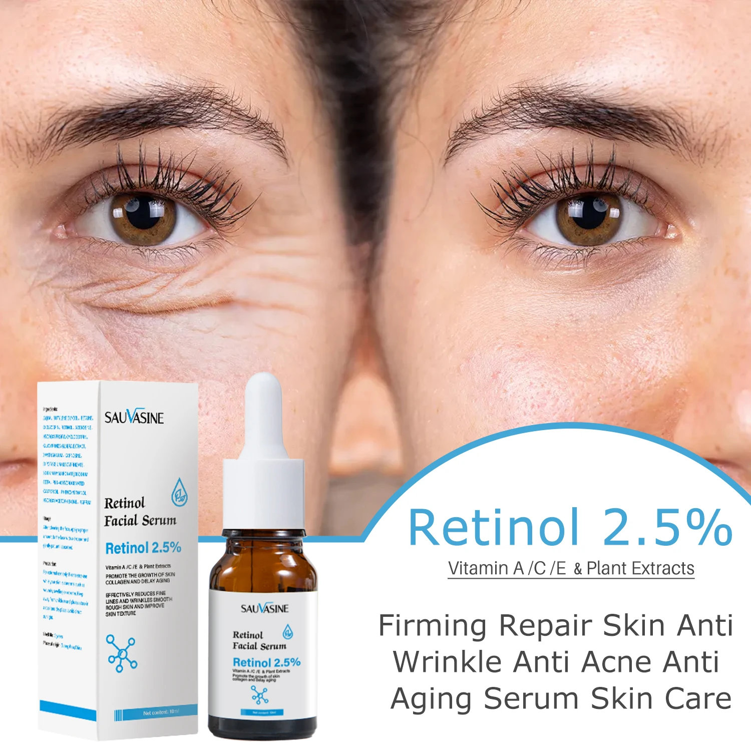 

Retinol Facial Serum Anti Wrinkle Remove Dark Spots Face Essence Anti-Aging Whitening Facial Skin Care Serum