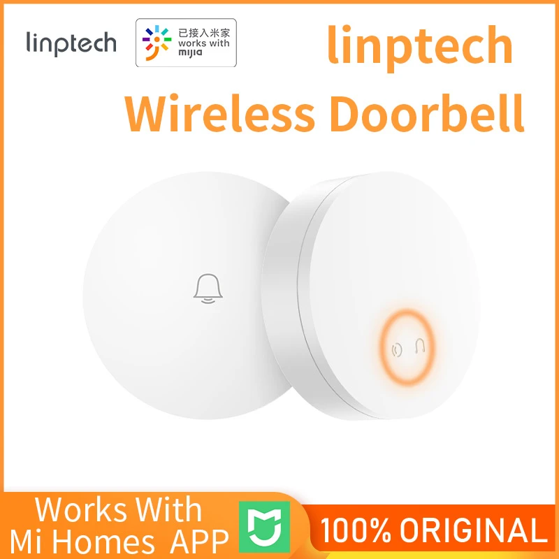 Linptech Wireless Doorbell No Battery No Wiring Self-generating Power-off Memory Adjustable Volume Works With Mi Homes App