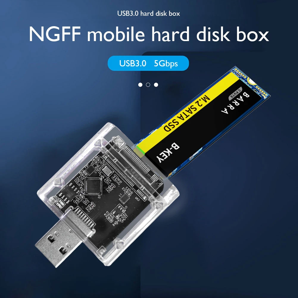 M.2 NGFF SATA SSD Case M.2 To USB 3.0 Gen 1 5Gbps High-speed SSD Enclosure For SATA M.2 NGFF SSD 2242 2260 2280mm Card Adapter ﻿