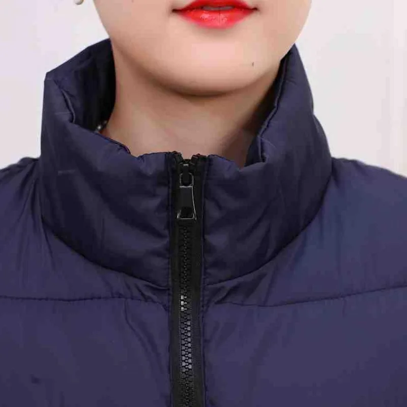 2023 Autumn Winter New Middle-aged Elderly Down Cotton Short Casual Solid Vest Women Large Size Mother Coat Thick Cardigan