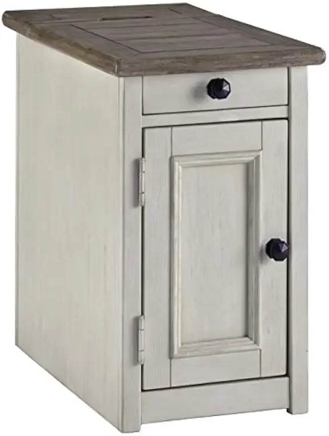 

Signature Design by Ashley Bolanburg Farmhouse Chair Side End Table with Outlets and USB Ports, Antique Cream & Brown