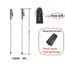Ultra Lightweight Folding Carbon Fiber Trekking Poles - Portable & Collapsible Hiking Sticks with Carrying Bag (Bamboo 120cm 1pair)