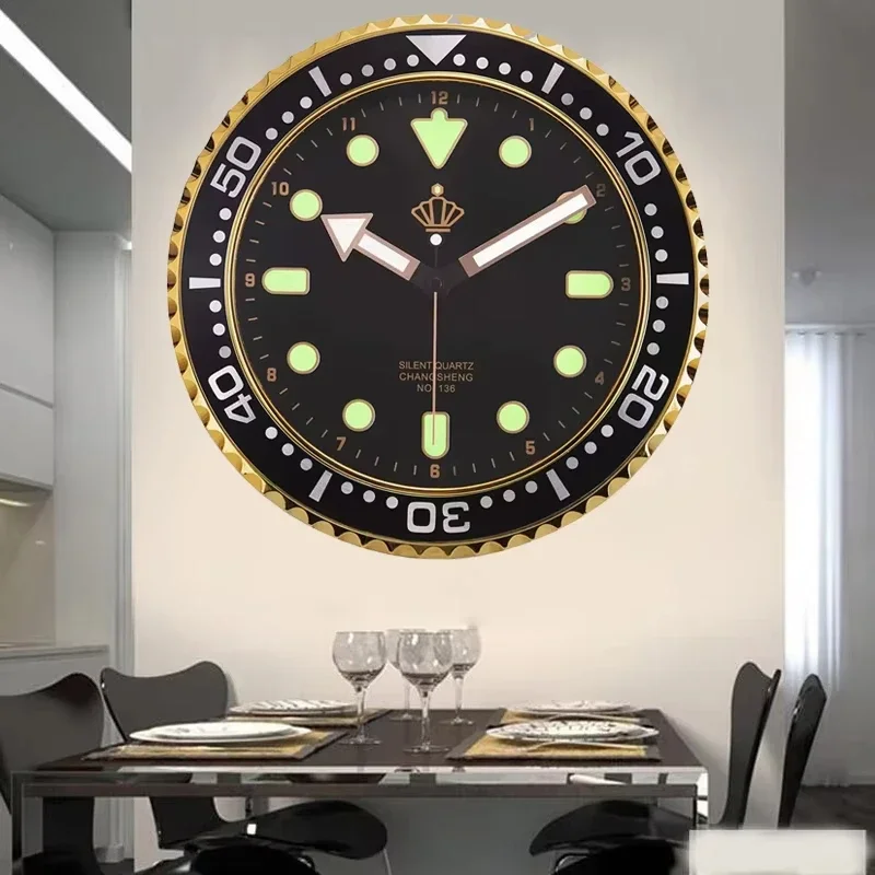 Wall clock 30CM luxury metal art large digital luminous 3D home decor living room
