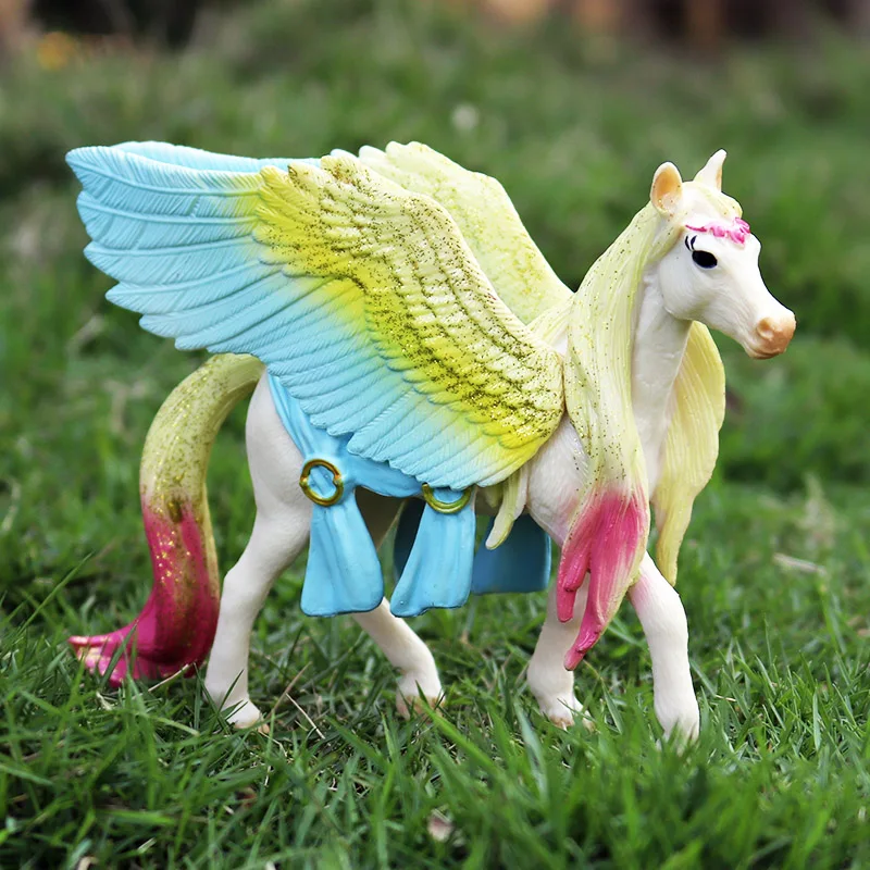 thumbnail image 4 of Nueva simulación de arcoíris Pegaso mitología animal modelo unicornios caballo figurita cuentos de hadas figura de acción niños juguete educativo, 4 of 5