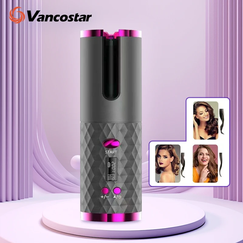Bigoudi automatique sans fil portable, affichage LED, 6 réglages de chaleur, minuterie, utilisation en voyage et à la maison 1 Bigoudi automatique sans fil portable, affichage LED, 6 réglages de chaleur, minuterie, utilisation en voyage et à la maison 1