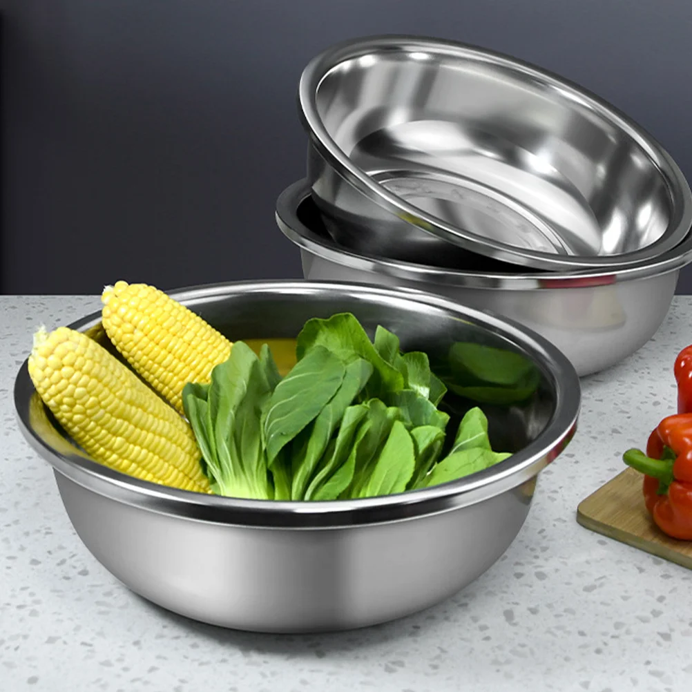 

2 Pcs Stainless Steel Vegetable Basin Big Bowls for Mixing Extra Large Kitchen Wash Salad