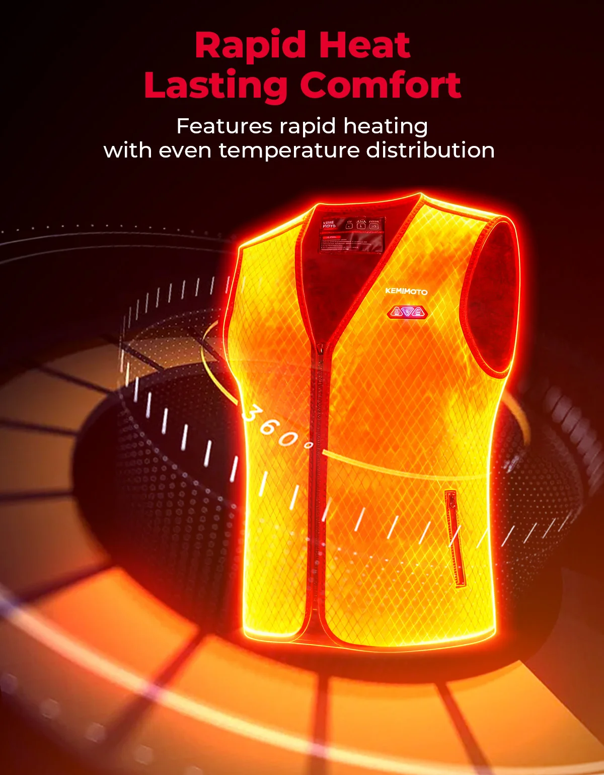 KEMIMOTO Unisex Winter Heated Vest with USB Electric Smart Heating