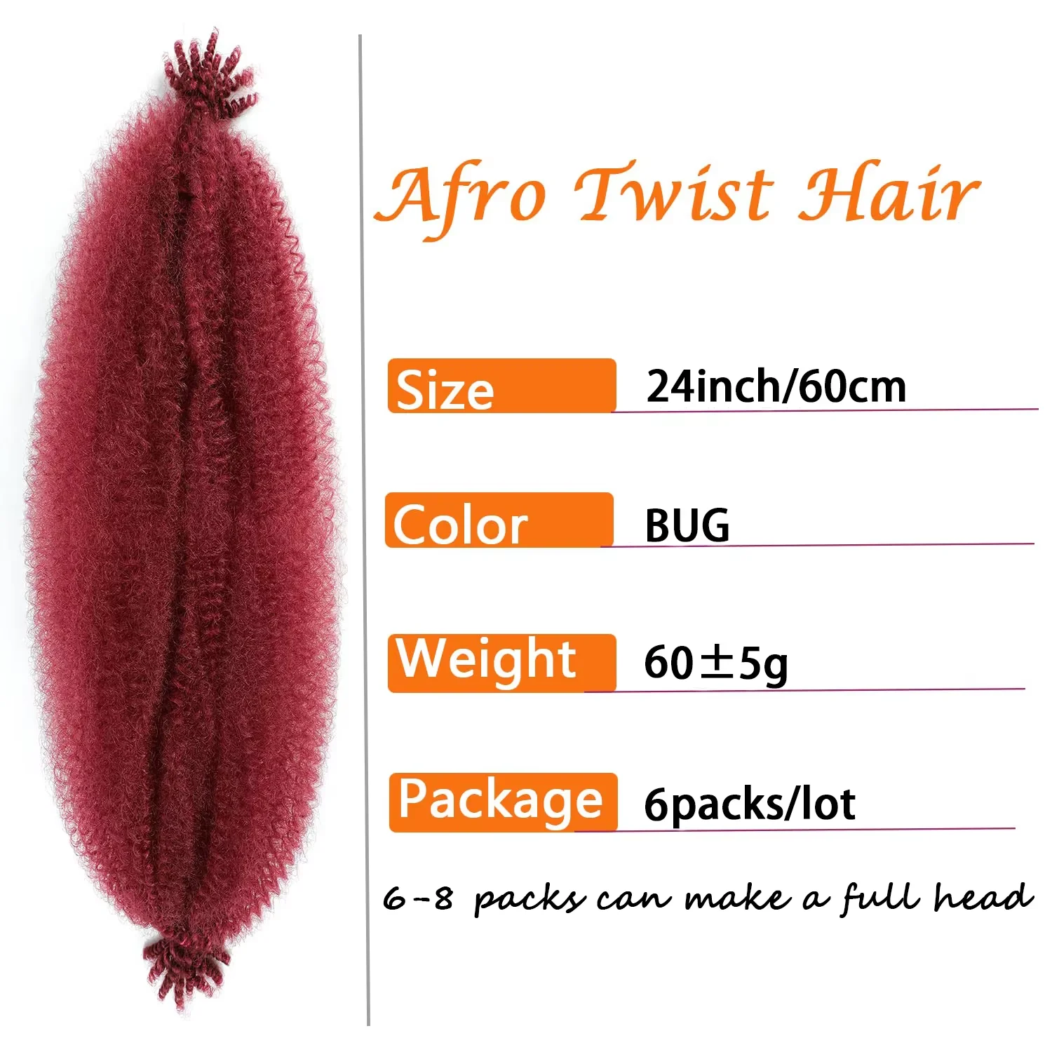 Springy Afro Twist Hair 24 Inch Synthetic Hair Extension, Pre-Separated Marley twist Braiding Hair for Faux Locs Crochet Hair 4