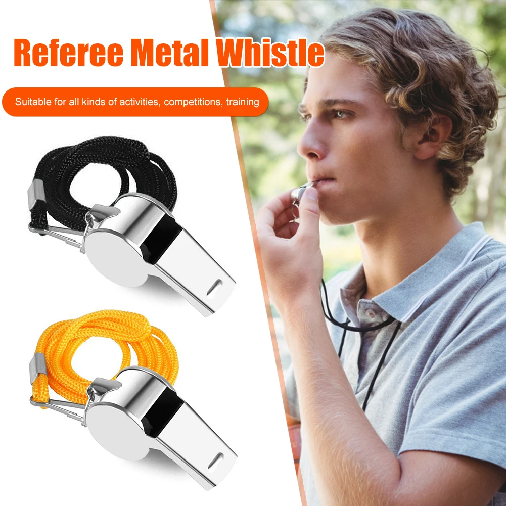 Portable Referee Whistles Loud Sport Rugby Metal Whistle With Rope Party Training Soccer Football Basketball Cheerleading Tools